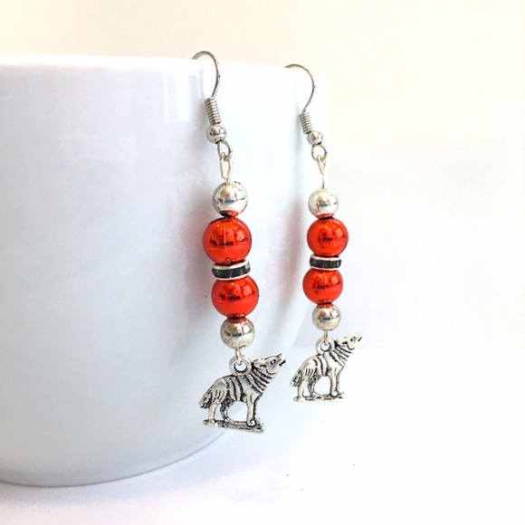 Univ of New Mexico LOBOS Handmade Earrings *NEW* - Picture 1 of 1